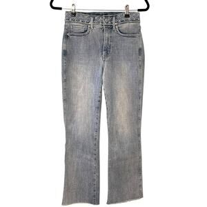 NYDJ Slim Bootcut Light Wash Embroidered Waistband Raw Hem Denim Jeans 0